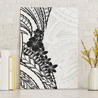Black White Polynesia Tropical Flowers Canvas Wall Art