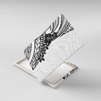 Black White Polynesia Tropical Flowers Canvas Wall Art