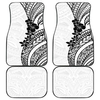 Black White Polynesia Tropical Flowers Car Mats