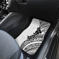 Black White Polynesia Tropical Flowers Car Mats