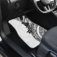 Black White Polynesia Tropical Flowers Car Mats