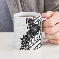 Black White Polynesia Tropical Flowers Ceramic Mug LT14 - Polynesian Pride
