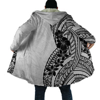 Black White Polynesia Tropical Flowers Cloak LT14 - Polynesian Pride