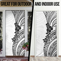 Black White Polynesia Tropical Flowers Door Cover