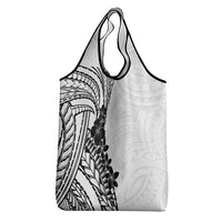 Black White Polynesia Tropical Flowers Grocery Bag LT14 - Polynesian Pride