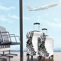 Black White Polynesia Tropical Flowers Luggage Cover