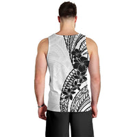 Black White Polynesia Tropical Flowers Men Tank Top