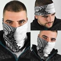 Black White Polynesia Tropical Flowers Neck Gaiter