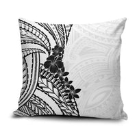 Black White Polynesia Tropical Flowers Pillow Cover