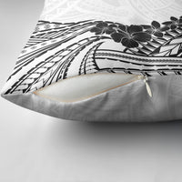 Black White Polynesia Tropical Flowers Pillow Cover