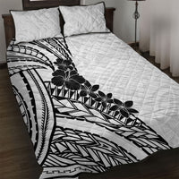 Black White Polynesia Tropical Flowers Quilt Bed Set LT14 White - Polynesian Pride
