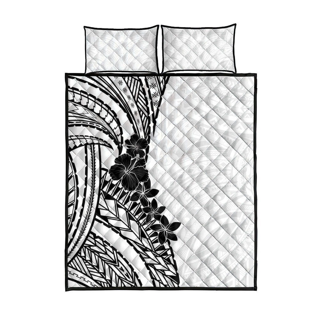 Black White Polynesia Tropical Flowers Quilt Bed Set LT14 - Polynesian Pride