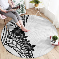 Black White Polynesia Tropical Flowers Round Carpet LT14 - Polynesian Pride