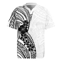 Black White Polynesia Tropical Flowers Rugby Jersey