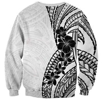 Black White Polynesia Tropical Flowers Sweatshirt LT14 - Polynesian Pride