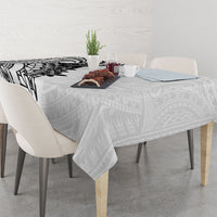 Black White Polynesia Tropical Flowers Tablecloth