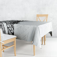Black White Polynesia Tropical Flowers Tablecloth