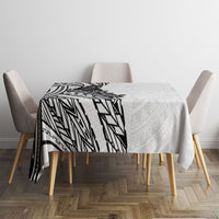 Black White Polynesia Tropical Flowers Tablecloth