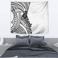 Black White Polynesia Tropical Flowers Tapestry