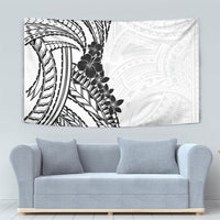 Black White Polynesia Tropical Flowers Tapestry