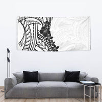 Black White Polynesia Tropical Flowers Tapestry