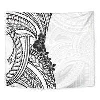 Black White Polynesia Tropical Flowers Tapestry