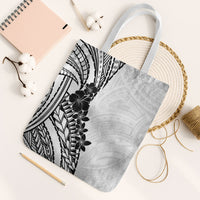 Black White Polynesia Tropical Flowers Tote Bag LT14 White Strap One Size White - Polynesian Pride