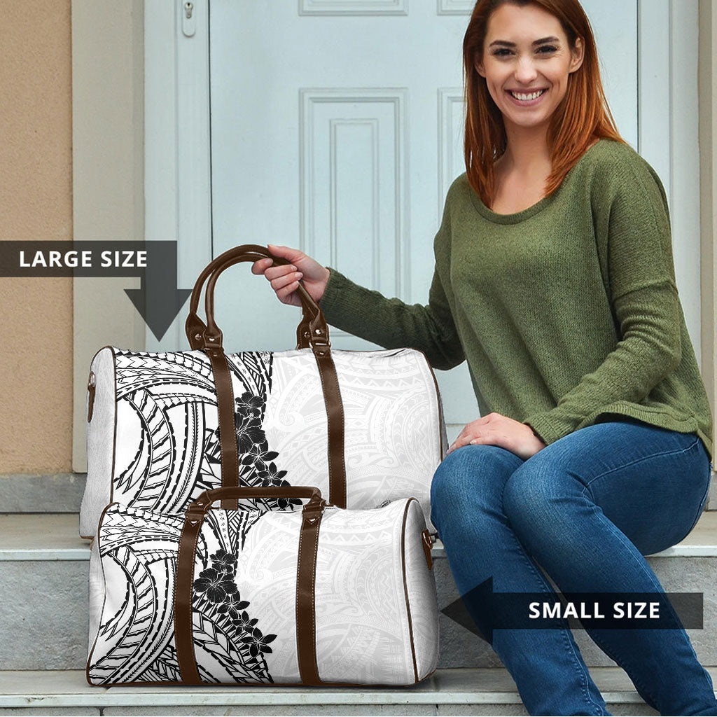 Black White Polynesia Tropical Flowers Travel Bag LT14 - Polynesian Pride