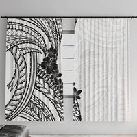 Black White Polynesia Tropical Flowers Window Curtain