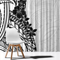 Black White Polynesia Tropical Flowers Window Curtain