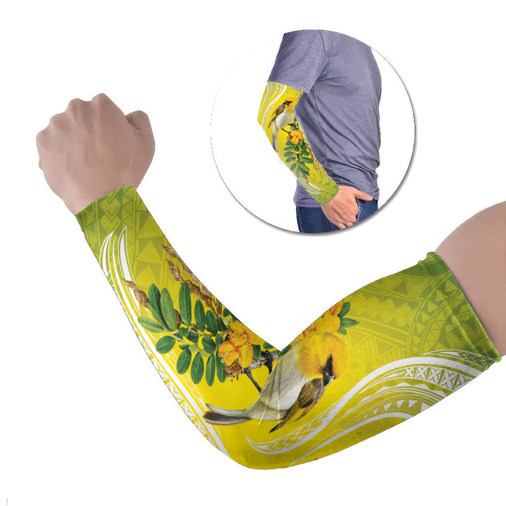 Hawaii Palila Mamane Arm Sleeves Hawaiian Honeycreeper With Native Flower LT14 Set of 2 Green - Polynesian Pride