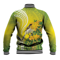 Hawaii Palila Mamane Baseball Jacket Hawaiian Honeycreeper With Native Flower