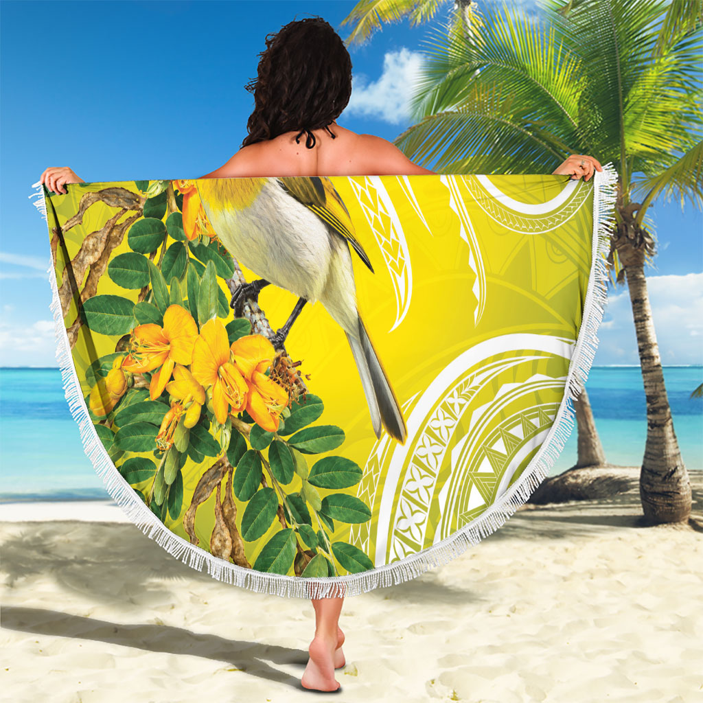 Hawaii Palila Mamane Beach Blanket Hawaiian Honeycreeper With Native Flower LT14 - Polynesian Pride