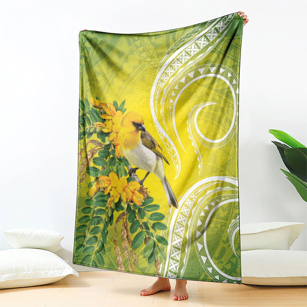 Hawaii Palila Mamane Blanket Hawaiian Honeycreeper With Native Flower