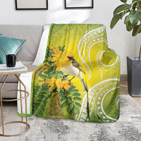 Hawaii Palila Mamane Blanket Hawaiian Honeycreeper With Native Flower