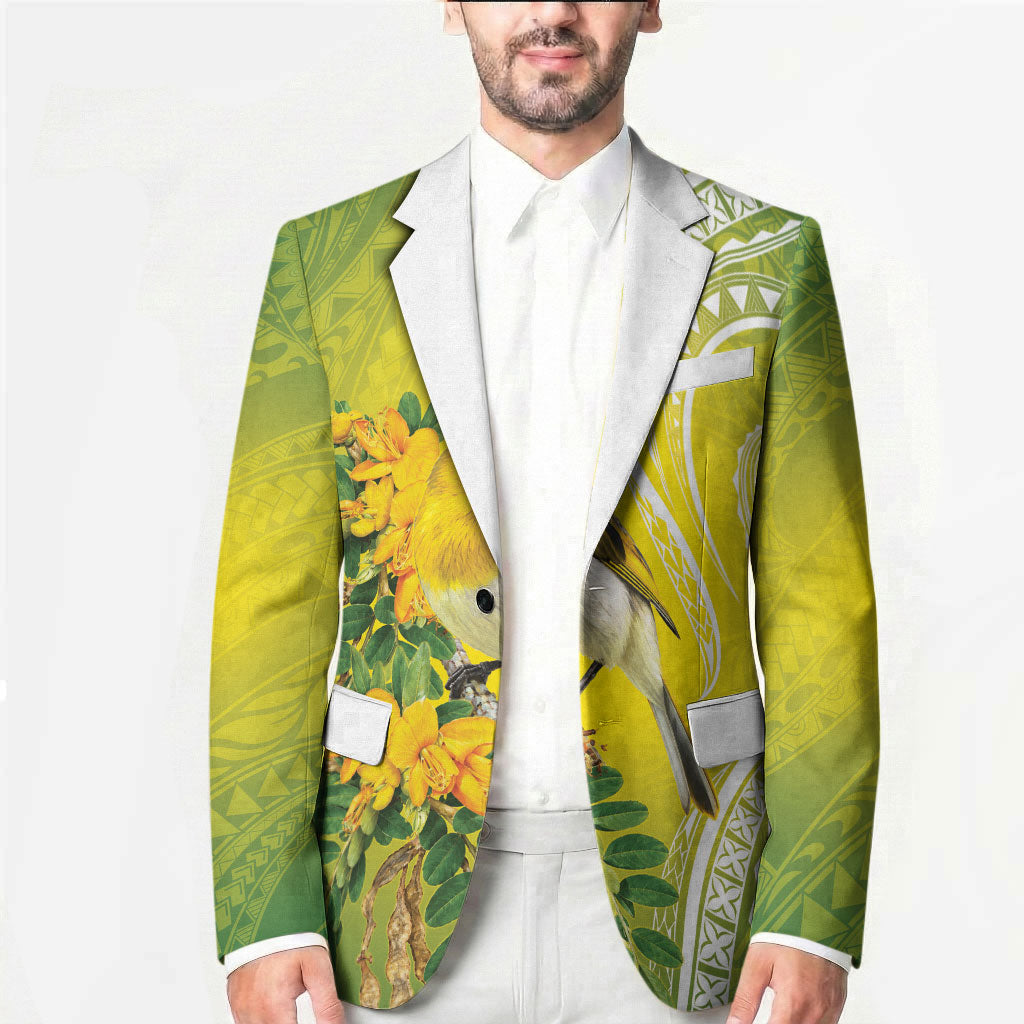 Hawaii Palila Mamane Blazer Hawaiian Honeycreeper With Native Flower LT14 - Polynesian Pride