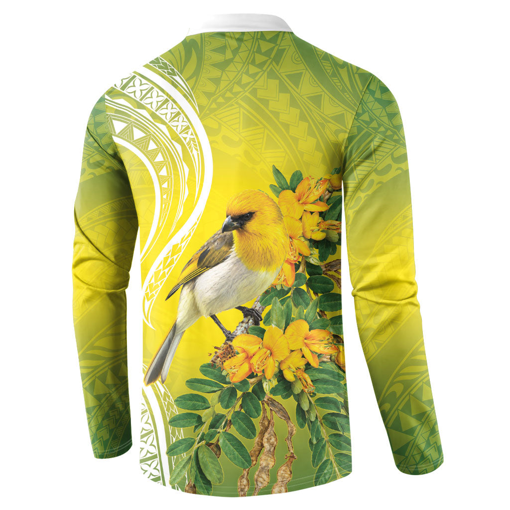Hawaii Palila Mamane Button Sweatshirt Hawaiian Honeycreeper With Native Flower LT14 - Polynesian Pride