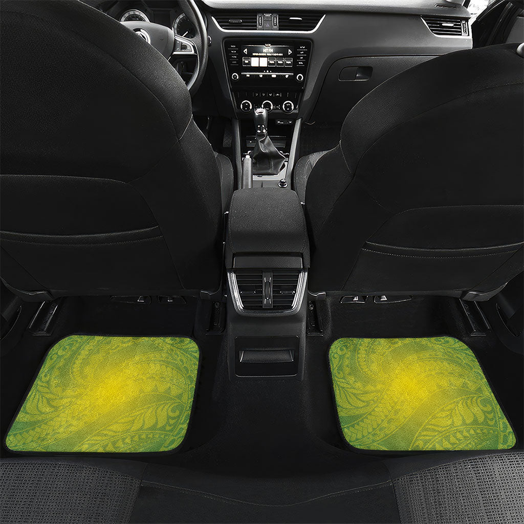 Hawaii Palila Mamane Car Mats Hawaiian Honeycreeper With Native Flower LT14 Set 2pcs - Back Green - Polynesian Pride