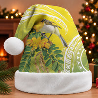 Hawaii Palila Mamane Christmas Santa Hat Hawaiian Honeycreeper With Native Flower LT14 Without Fur Green - Polynesian Pride