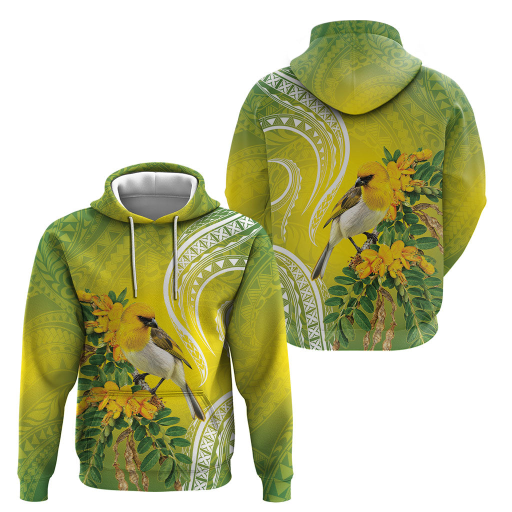 Hawaii Palila Mamane Hoodie Hawaiian Honeycreeper With Native Flower