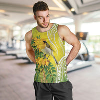 Hawaii Palila Mamane Men Tank Top Hawaiian Honeycreeper With Native Flower