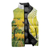 Hawaii Palila Mamane Sleeveless Puffer Jacket Hawaiian Honeycreeper With Native Flower LT14 - Polynesian Pride