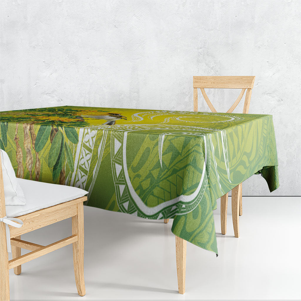 Hawaii Palila Mamane Tablecloth Hawaiian Honeycreeper With Native Flower