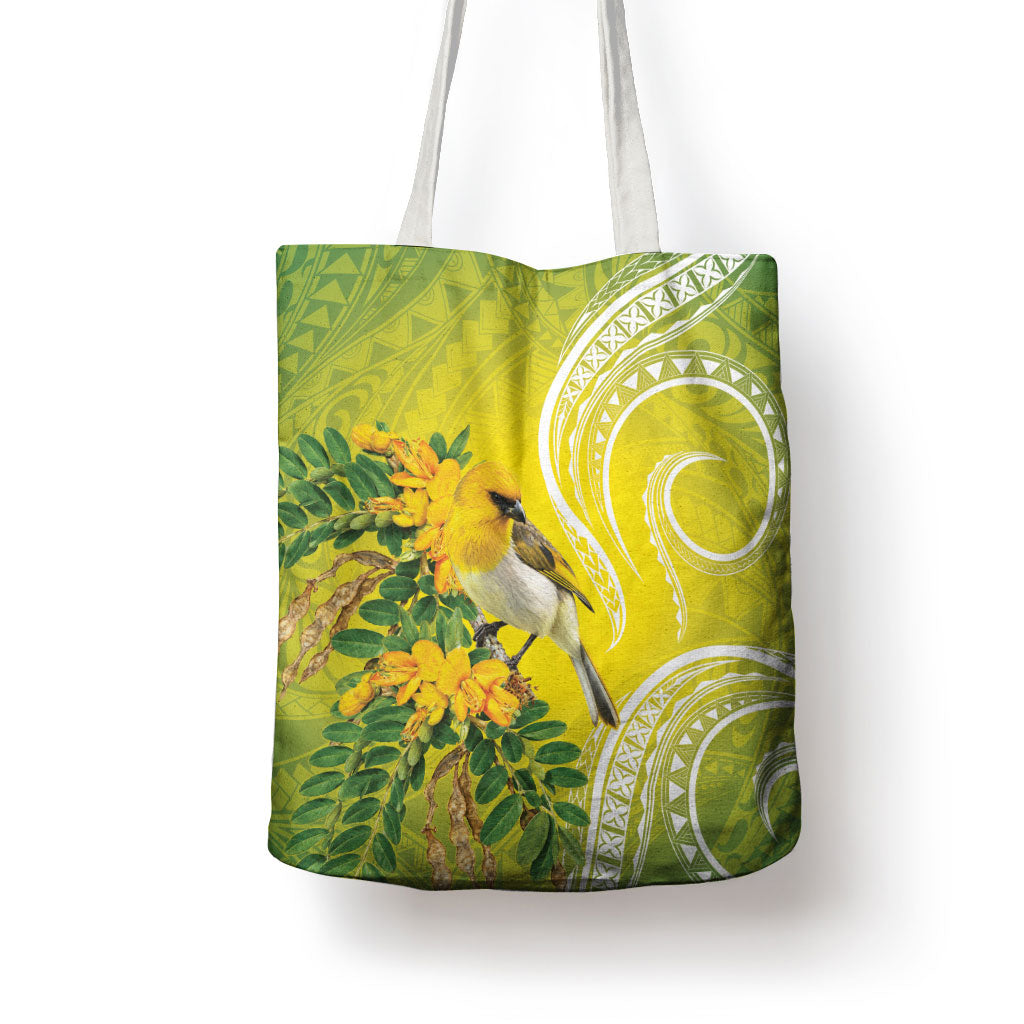 Hawaii Palila Mamane Tote Bag Hawaiian Honeycreeper With Native Flower LT14 - Polynesian Pride