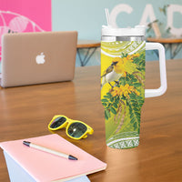 Hawaii Palila Mamane Tumbler With Handle Hawaiian Honeycreeper With Native Flower