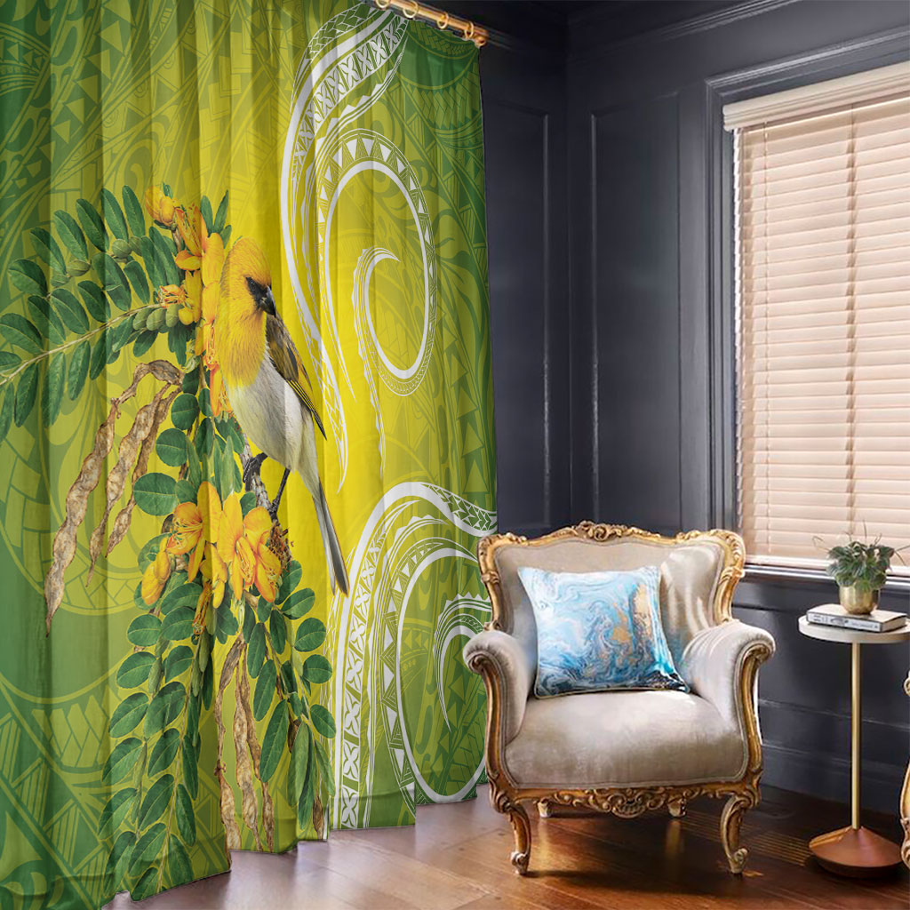 Hawaii Palila Mamane Window Curtain Hawaiian Honeycreeper With Native Flower