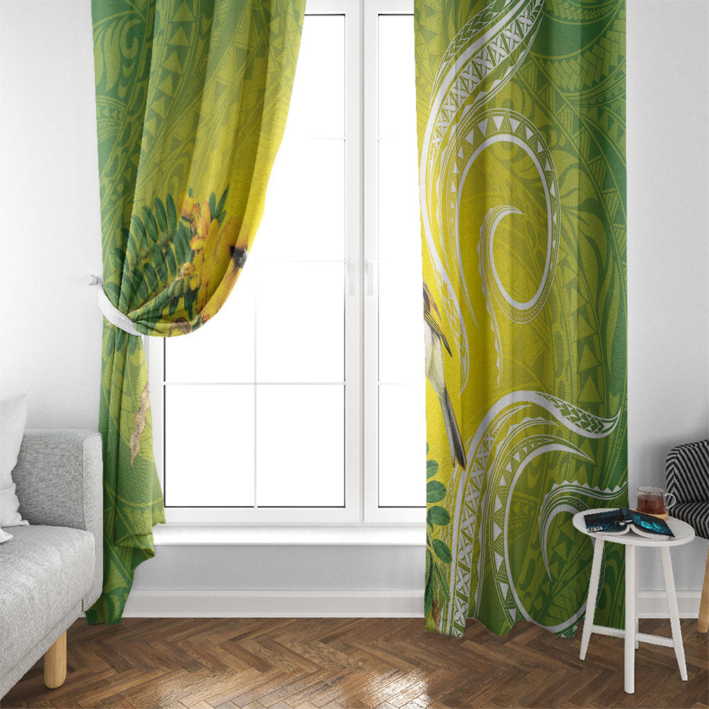Hawaii Palila Mamane Window Curtain Hawaiian Honeycreeper With Native Flower