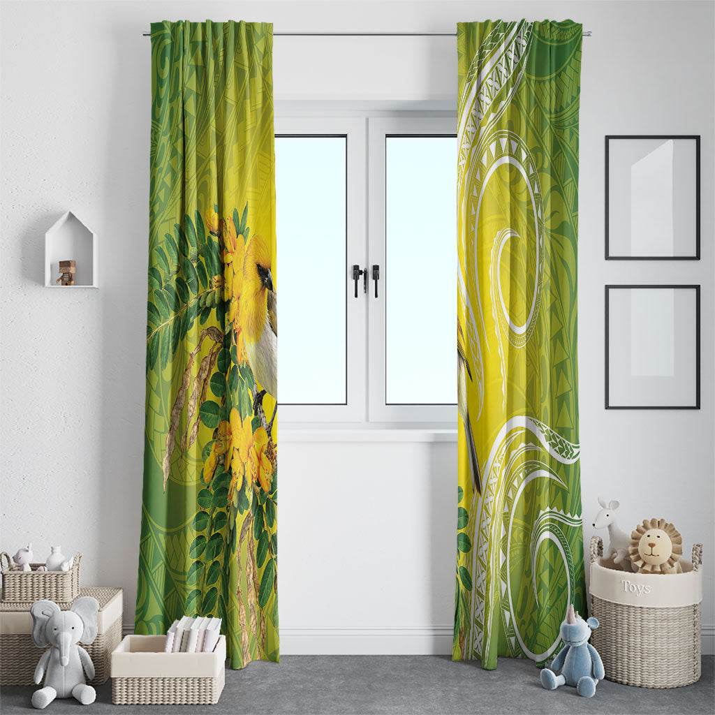 Hawaii Palila Mamane Window Curtain Hawaiian Honeycreeper With Native Flower