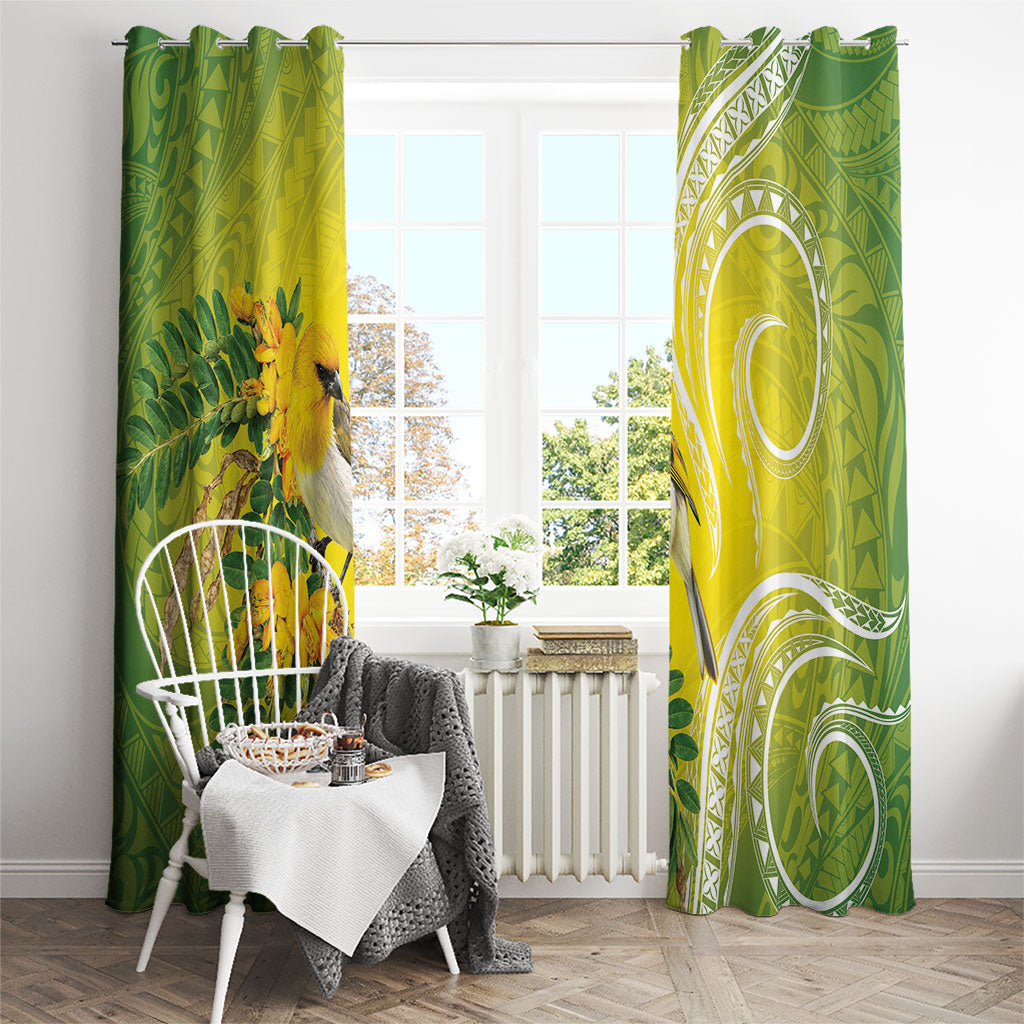 Hawaii Palila Mamane Window Curtain Hawaiian Honeycreeper With Native Flower