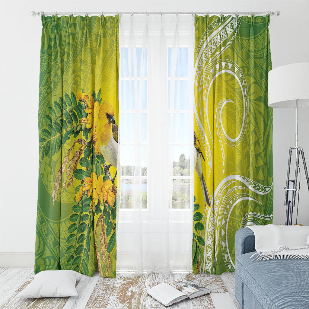 Hawaii Palila Mamane Window Curtain Hawaiian Honeycreeper With Native Flower